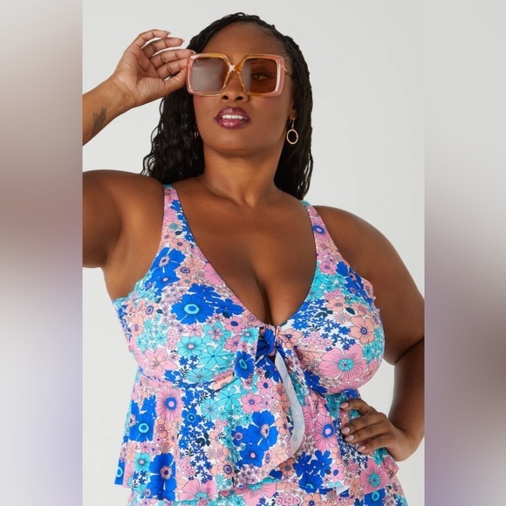 Anne Cole Women's Plus Pink Topanga Underwire Tankini Top NWT 16W #2153